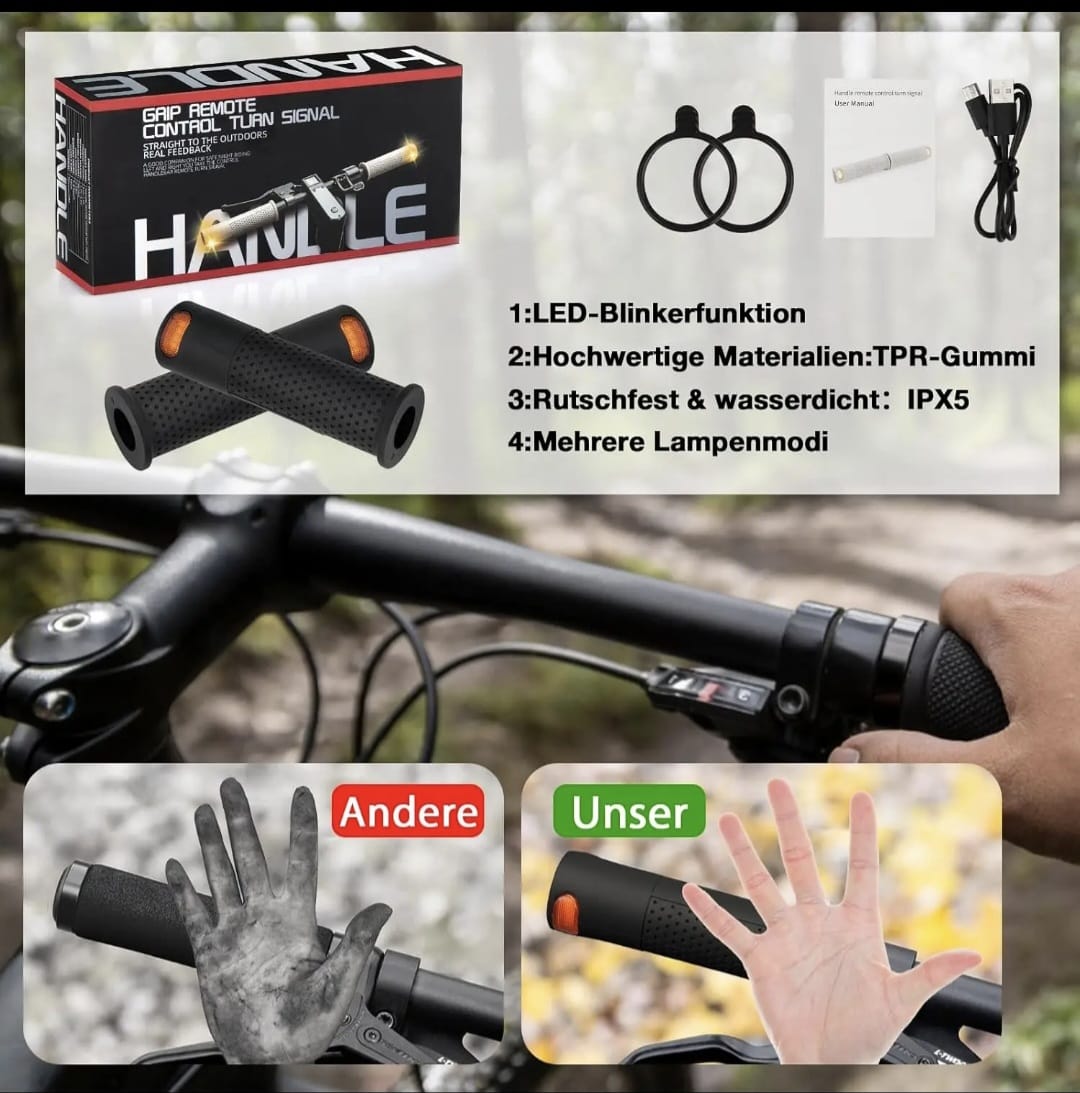 LED Lenkergriffe mit integriertem Blinker für E-Scooter &amp; Fahrräder