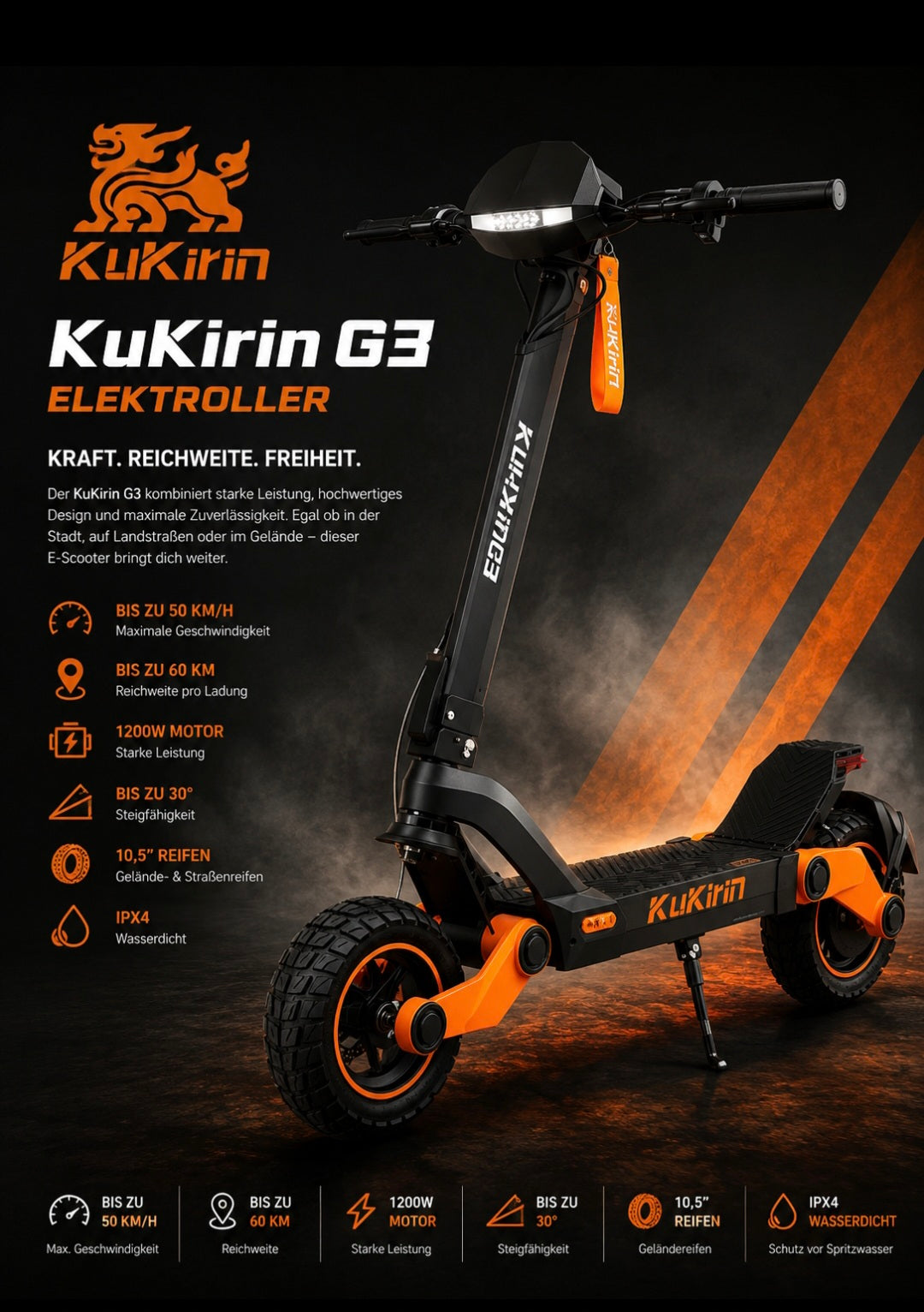AKTION KuKirin G3 Elektroroller – Kraft, Reichweite und Fahrspaß in Perfektion