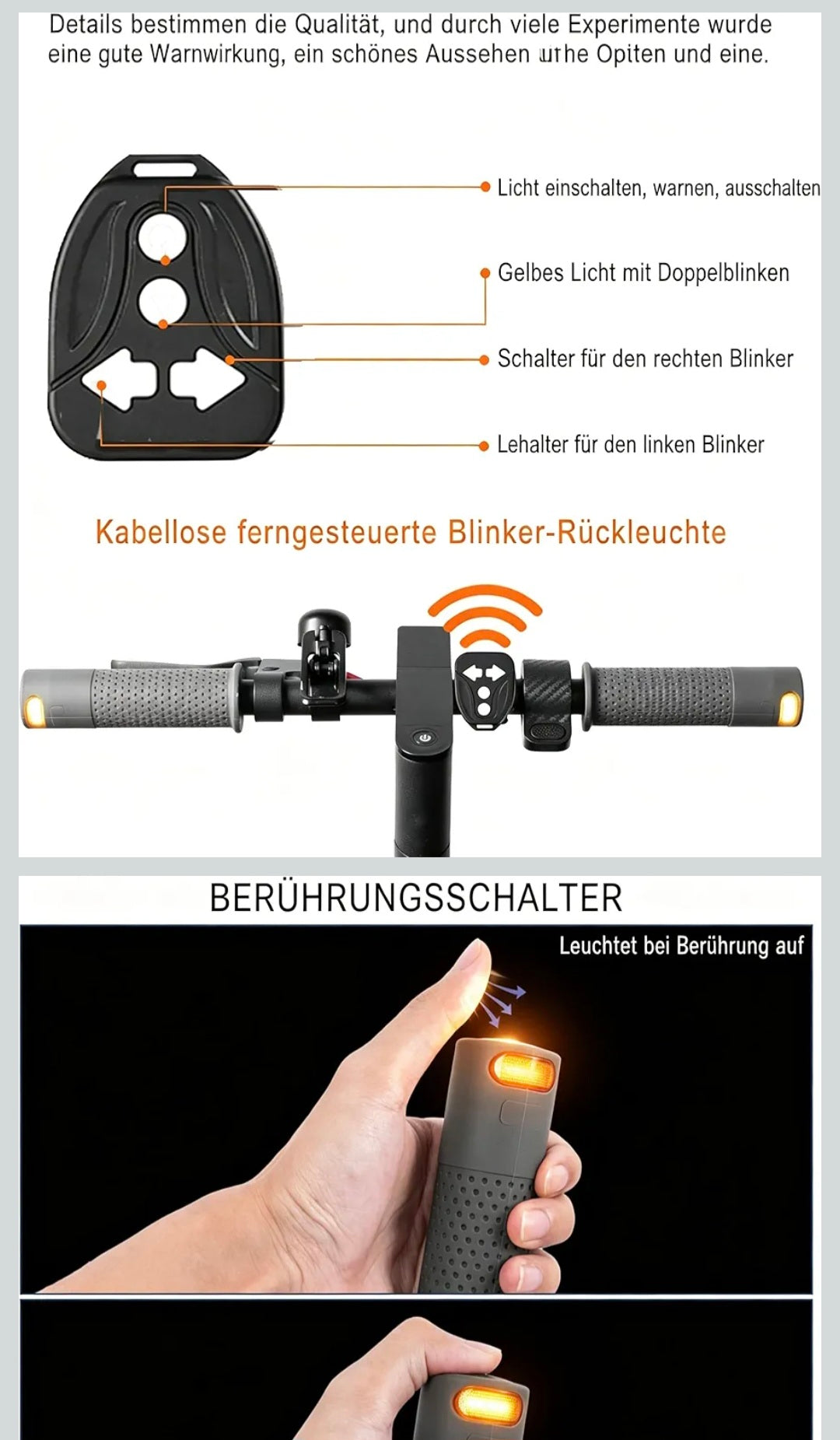 LED Lenkergriffe mit integriertem Blinker für E-Scooter &amp; Fahrräder