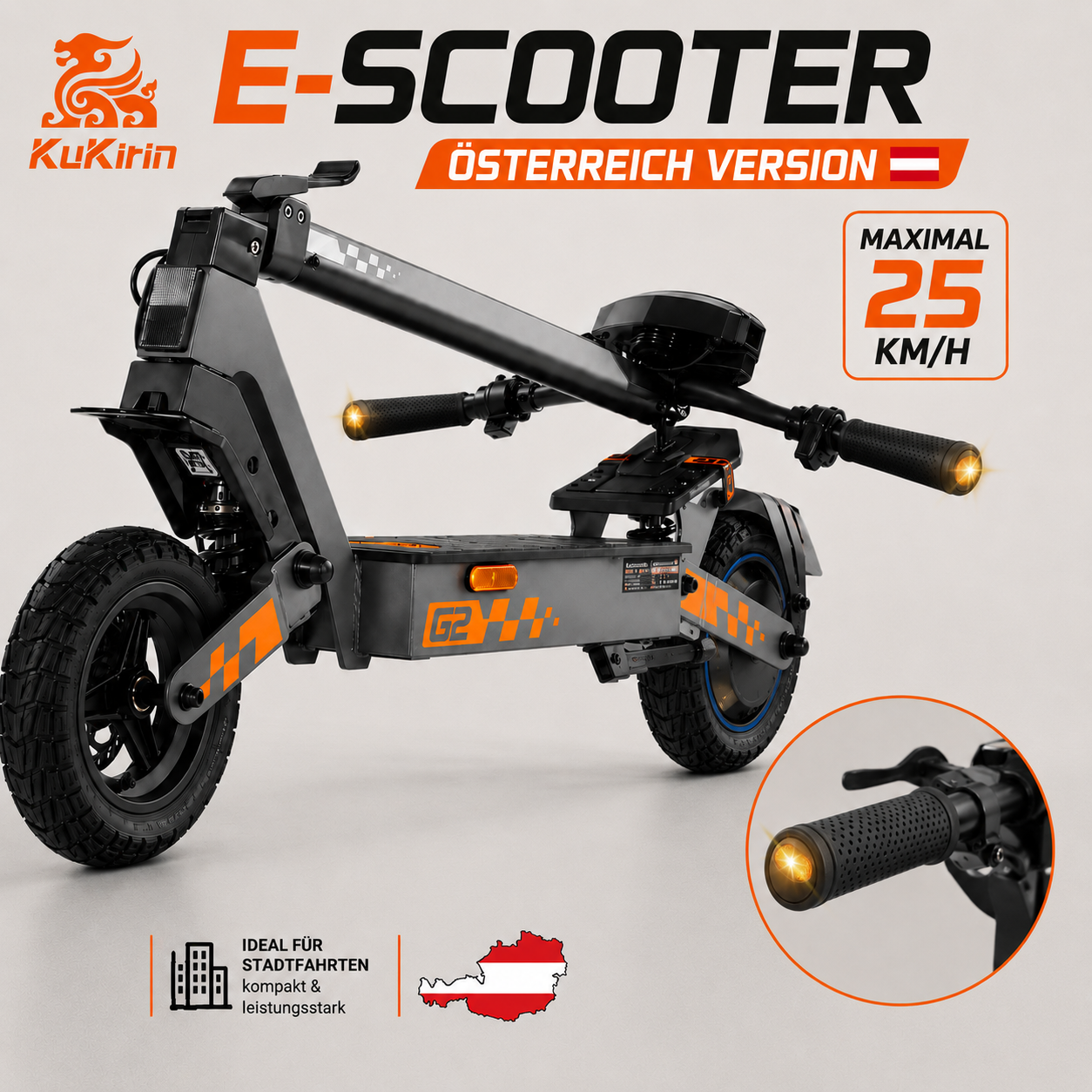 AKTION Kukirin G2 Österreich version maximal 25 km/h und Blinker am Lenkerende